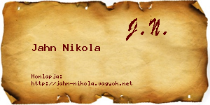 Jahn Nikola névjegykártya